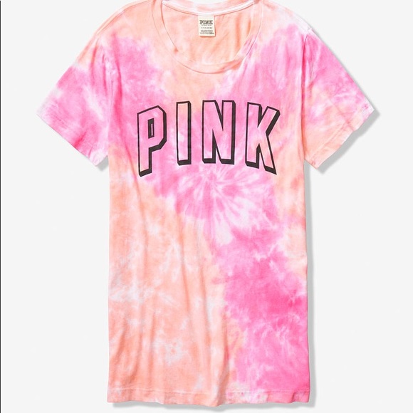 PINK Victoria's Secret Tops - NEW💕VS PINK PEACH & PINK TIE DYE CAMPUS TEE